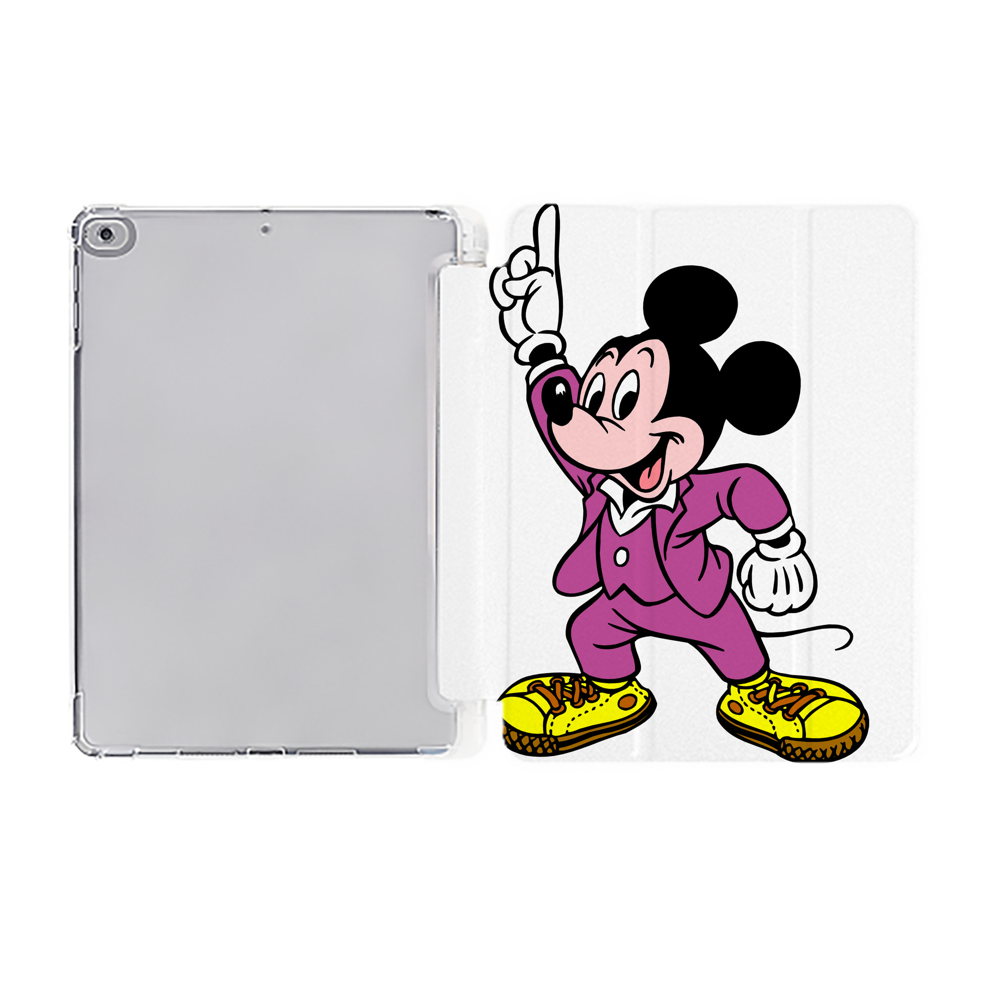 （画像用） ミッキーマウス Mickey Mouse IPad ケース ペン収納付き 三つ折りスタンド PUレザー×シリコン 対応機種9.5/10.5/10.9インチ
